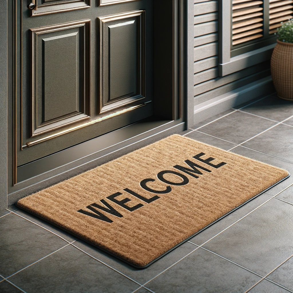A welcoming and stylish outdoor mat