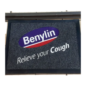 Branded Berberpoint mat with Benylin logo for pharmacy and retail entrances