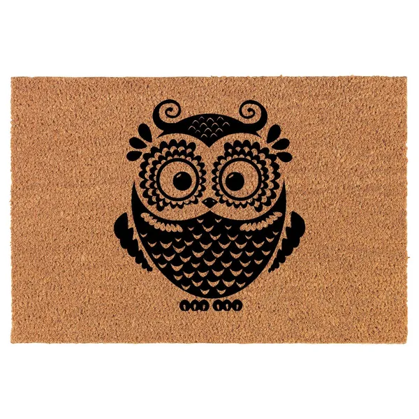 owl coir door mat
