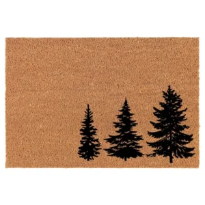 Three pine trees coir mat with natural design
