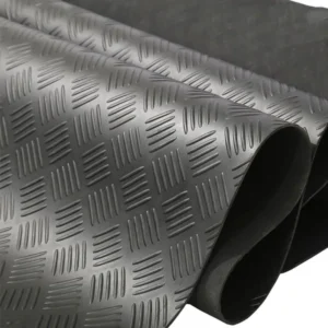 Checkered rubber roll used for heavy-duty industrial and workshop flooring