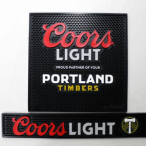 Portland rubber bar mat with branded logo design