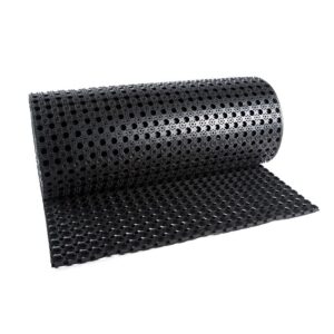 Black non slip kitchen floor mat with drainage holes