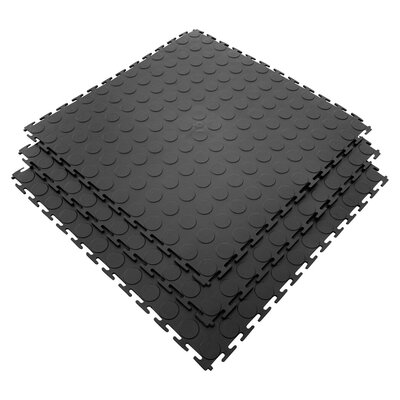 Black oil resistant interlocking workshop floor tiles